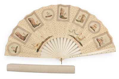 Lot 2095 - The Triumph of Love: A Late 19th Century Ivory Fan, the double paper leaf showing amusing and...