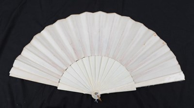Lot 2096 - An Unusual 1880/1890 Silk Fan, the leaf mounted on plain bone sticks. With a feel of the...