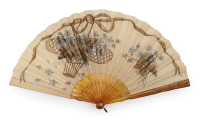 Lot 2097 - A Circa 1910 Horn Fan, French, signed by Tutin, the monture carved and pierced and gilded. The...