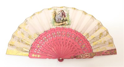Lot 2106 - The Start of the Campaign:  A Mid-19th Century Fan, the double paper leaf mounted on carved and...