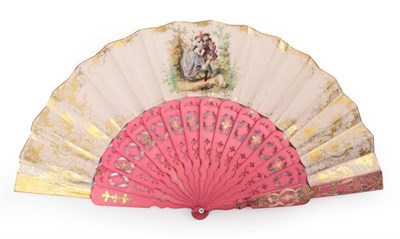 Lot 2106 - The Start of the Campaign:  A Mid-19th Century Fan, the double paper leaf mounted on carved and...