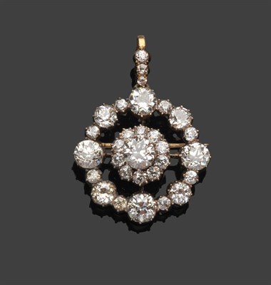 Lot 274 - A Victorian Diamond Target Brooch/Pendant, the old cut diamonds arranged as a central cluster...