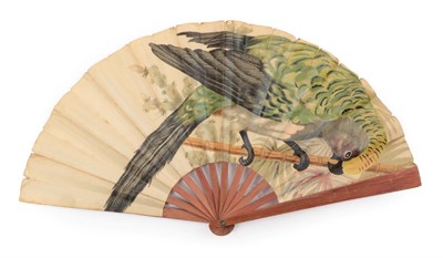 Lot 2134 - The Parrot: A Small Fan Produced by Lachelin, Paris. The single paper leaf, mounted à...