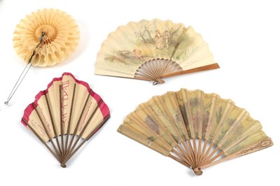 Lot 2136 - Four Early 20th Century Advertising Fans, with one for ''Bally Chaussures'', Prince Charming...