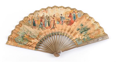 Lot 2147 - Henry VIII: Circa 1899, A Printed Advertising Fan, showing a decorative wall panel at The...