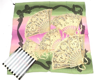 Lot 2155 - A Fan Design Silk Scarf, by the Italian company Valentino, the name being printed to one corner, in
