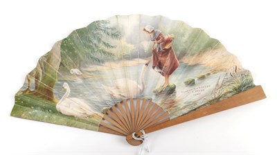 Lot 2176 - L.T.Piver ''Lariette'': A Printed Paper Advertising Fan, the double leaf mounted on plain wood...