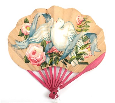 Lot 2177 - L.T.Piver ''Floramye'': A Rare Paper Advertising Fan, of ballon form, the wood sticks stained...