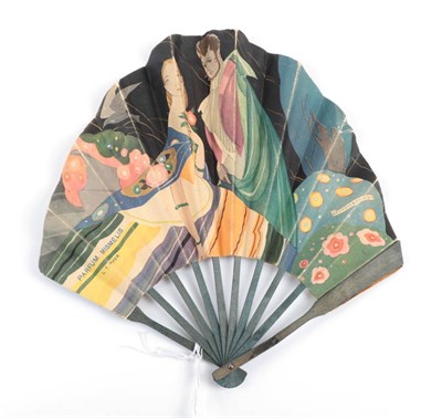 Lot 2180 - L.T. Piver ''Mismélis'': A Rare Printed Paper Advertising Fan, in fontange form, the wood...