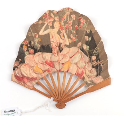 Lot 2183 - L.T. Piver ''Mismélis'': A Rare Printed Paper Advertising Fan, in fontange form, the wood...