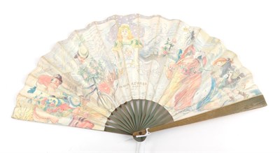 Lot 2184 - L.T.Piver Azuréa: A Larger Printed Paper Advertising Fan, in regular folding form, the sticks...
