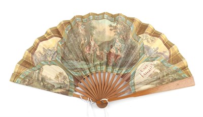Lot 2186 - L.T.Piver ''Floramye'': A Printed Paper Advertising Fan, in normal folding form, the wood...