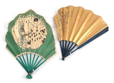 Lot 2189 - ''COLOMBINE'' by ATKINSON: A Rare Printed Paper Advertising Fan, in fontange form, the double...