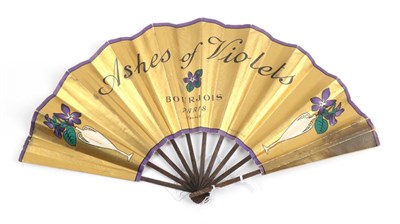 Lot 2195 - Ashes of Violets by BOURJOIS: A Scarce Printed Paper Advertising Fan, with double, textured,...