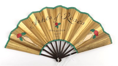 Lot 2196 - Ashes of Roses BOURJOIS: A Scarce Printed Paper Advertising Fan, with double, textured, gold...
