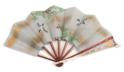 Lot 2202 - A Late 19th Century Japanese Bone Fan and One Other, comprising a folding fan with double paper...
