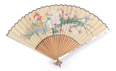 Lot 2203 - A Good Japanese Ivory Fan Circa 1880's, Meiji period, with tiny Shibayama insects and gold...