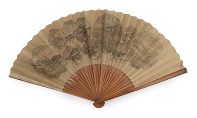 Lot 2214 - A Late 19th Century Chinese Fan, Qing Dynasty, the recto of the double paper lead printed with...