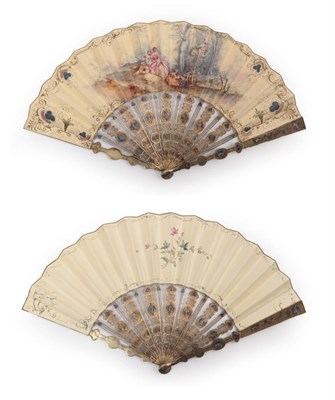 Lot 2220 - An Unusual Chinese Fan with Metal and Enamel Sticks, 19th century, Qing Dynasty, the heavy...