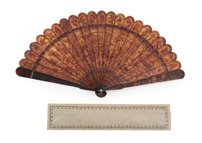 Lot 2222 - A Good 19th Century Chinese Tortoiseshell Brisé Fan, Qing Dynasty. Twenty-one inner sticks and two