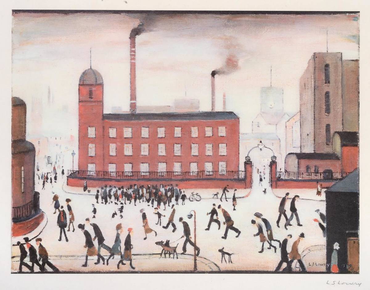 Lot 3001 - After Laurence Stephen Lowry RBA, RA (1887-1976) ''Mill Scene'' Signed, issued in 1972 by The...
