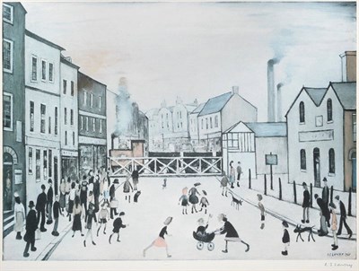 Lot 3003 - After Laurence Stephen Lowry RBA, RA (1887-1976) ''Level Crossing, Burton-on-Trent'' Signed,...