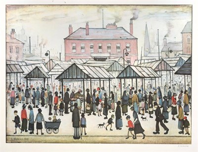 Lot 3004 - After Laurence Stephen Lowry RBA, RA (1887-1976) ''Market Scene in a Northern Town'' Signed,...