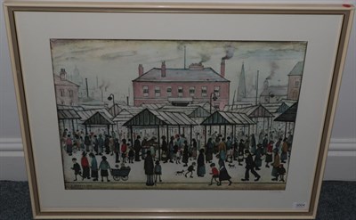 Lot 3004 - After Laurence Stephen Lowry RBA, RA (1887-1976) ''Market Scene in a Northern Town'' Signed,...