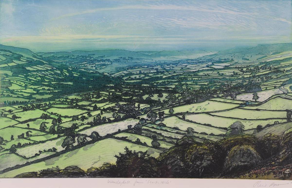 Lot 3010 - Piers Browne (b.1949) ''Wensleydale from Scarth Nick'' Signed, inscribed and dated (19)77,...