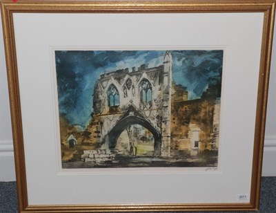 Lot 3011 - John Egerton Christmas Piper CH (1903-1992) ''Kirkham Priory Gateway'', 1988 Signed and...