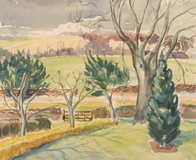 Lot 3025 - John Northcote Nash CBE RA (1893-1977) Landscape with trees  Signed, pencil and watercolour,...
