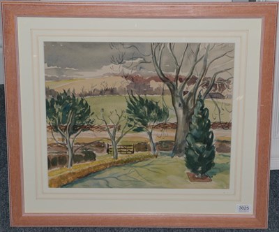 Lot 3025 - John Northcote Nash CBE RA (1893-1977) Landscape with trees  Signed, pencil and watercolour,...