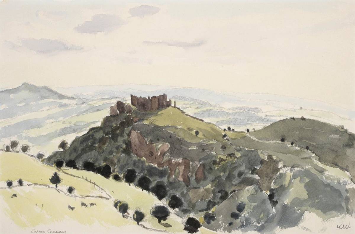 Lot 3026 - Sir Kyffin Williams KBE, OBE, RA (1918-2006) ''Carreg Cennen'' Signed, inscribed, watercolour, 37cm