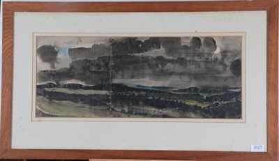 Lot 3027 - Norman Adams RA (1927-2005) Extensive landscape Initialled and dated (19)56, watercolour squared up