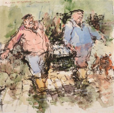 Lot 3035 - Roland Batchelor RWS (1889-1990)  ''Boulogne, Carrying the Catch'' Signed and inscribed, mixed...