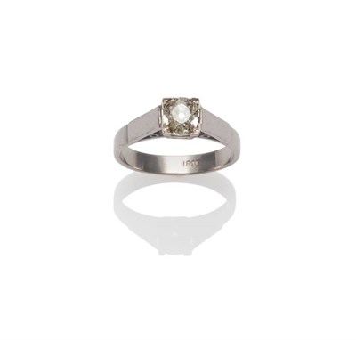 Lot 288 - A Diamond Solitaire Ring, an old cut diamond in a modern white plain polished shank, diamond weight