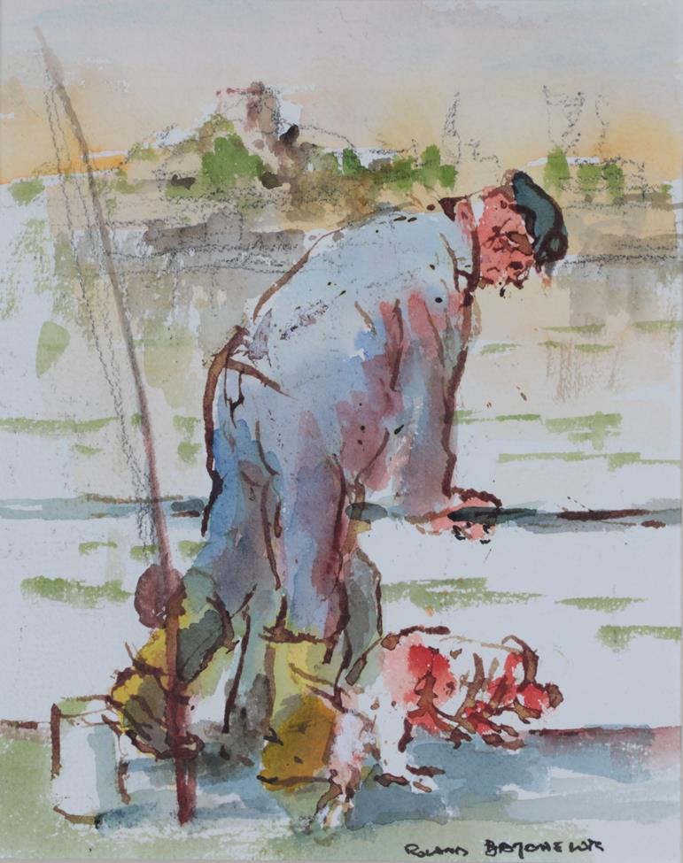 Lot 3037 - Roland Batchelor RWS (1889-1990)  ''Fishing on the Loire'' Signed and inscribed, watercolour,...