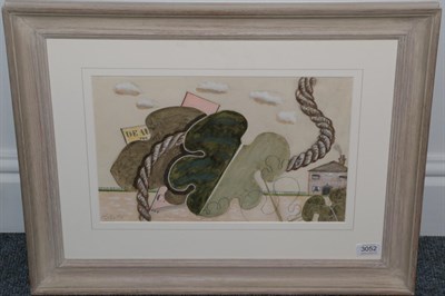 Lot 3052 - John Banting (1902-1972) Surrealist Composition Signed and dated 1928, pencil and watercolour, 25cm