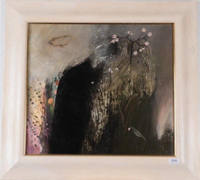 Lot 3080 - Jacquie Denby (b.1939) ''Pink Blossoms'' Initialled, signed verso, acrylic on board, 52cm by 58cm