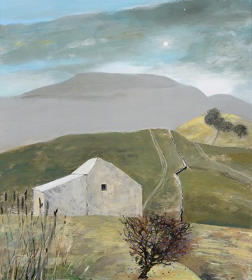 Lot 3082 - Jacquie Denby (b.1939) ''Dales Landscape''  Signed verso, acrylic on board, 60cm by 55cm  See...