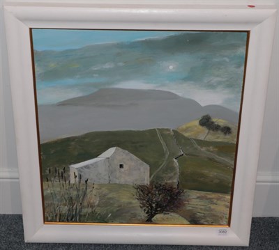 Lot 3082 - Jacquie Denby (b.1939) ''Dales Landscape''  Signed verso, acrylic on board, 60cm by 55cm  See...