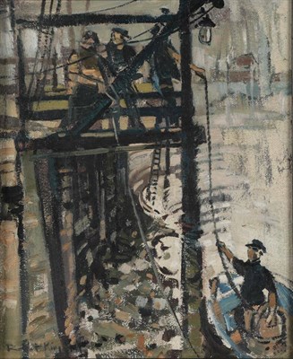 Lot 3091 - Robert King RI, RSMA (b.1936) ''Wharf Side with Stevedores'' Signed, inscribed verso, oil on...