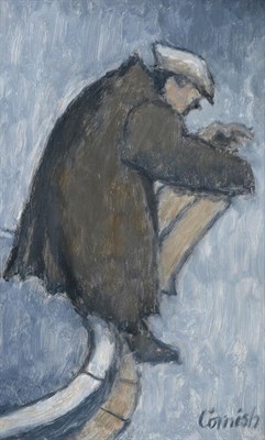 Lot 3100 - Norman Stansfield Cornish MBE (1919-2014) ''Man on a Kerb'' Signed, oil on board, 25.5cm by...