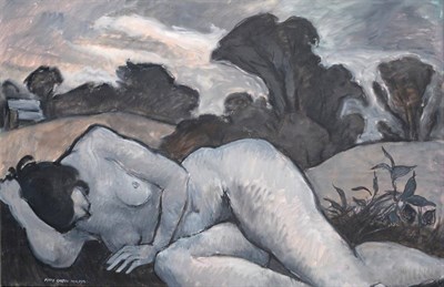 Lot 3116 - Fyffe Christie (1918-1979) ''Sleeping Figure in an Dark Landscape'' Signed and dated November 1976