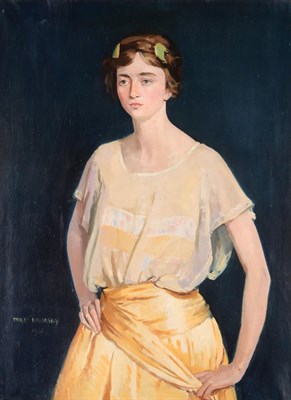 Lot 3126 - Philip Naviasky (1894-1983) Three quarter length portrait of Clara Middleton Signed and dated 1921