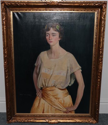 Lot 3126 - Philip Naviasky (1894-1983) Three quarter length portrait of Clara Middleton Signed and dated 1921