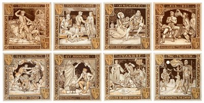 Lot 3502 - John Moyr Smith (1839-1912) for Minton China Works: Eight Waverley Series 8'' Picture Tiles,...