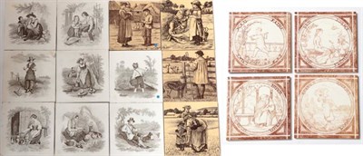 Lot 3503 - William Wise (1847-1889) for Minton China Works: A Set of Four Village Life 6'' Picture Tiles,...