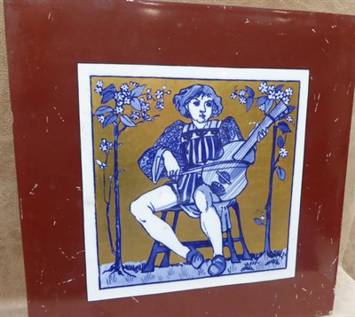 Lot 3510 - Four W.T.Copeland 9'' Musicians Tiles, the design attributed to Henry Stacey Marks or Edward...