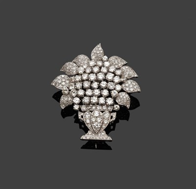 Lot 298 - An Early 20th Century Diamond Basket Brooch, round brilliant cut and eight-cut diamonds in...